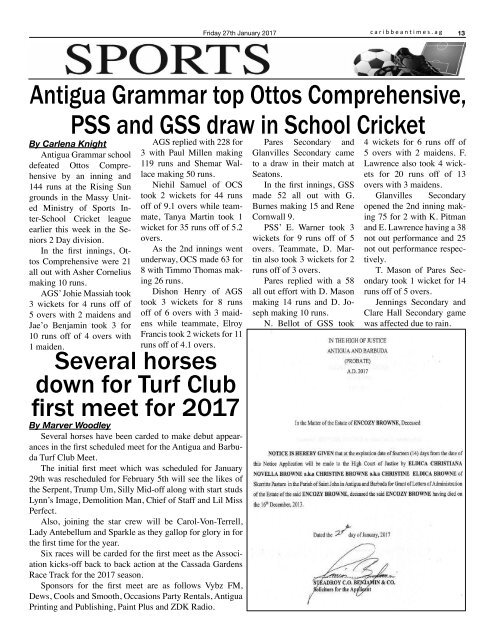 Caribbean Times 85th Issue - Friday 27th January 2017