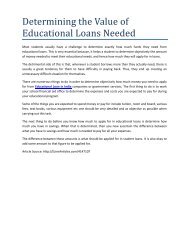 Determining the Value of Educational Loans Needed
