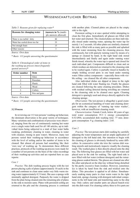 Washing-up Behaviour and Techniques in Europe - Institute of ...