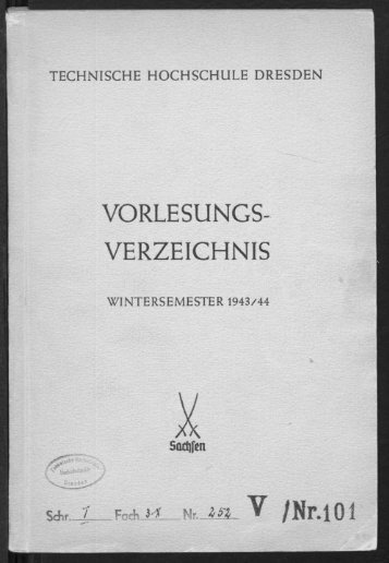 Vorlesungsverzeichnis Wintersemester 1943/44