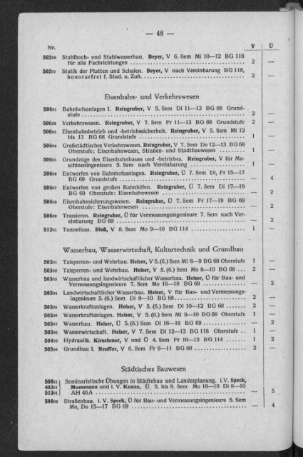 Vorlesungsverzeichnis Wintersemester 1943/44