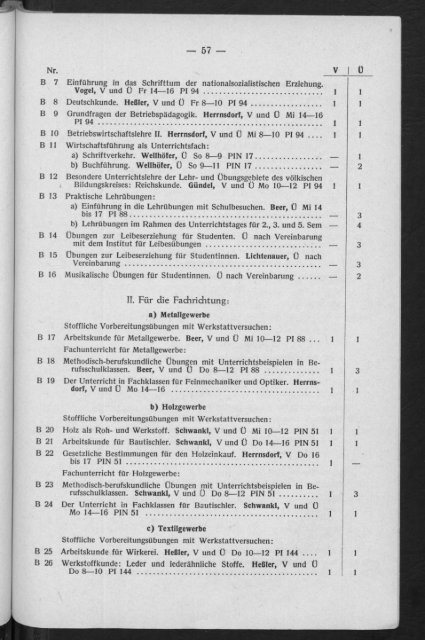 Vorlesungsverzeichnis Wintersemester 1943/44