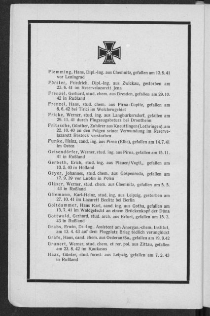 Vorlesungsverzeichnis Wintersemester 1943/44