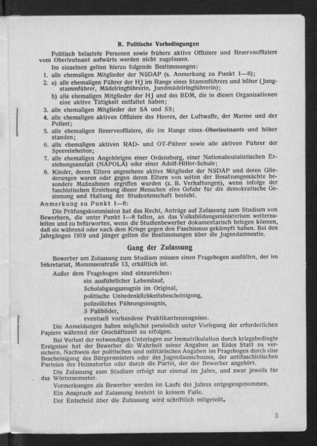 Personal- und Vorlesungsverzeichnis Sommersemester 1947