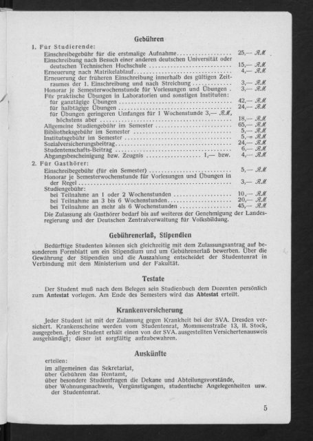 Personal- und Vorlesungsverzeichnis Sommersemester 1947