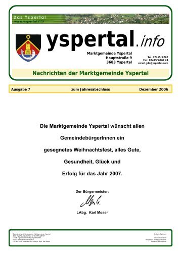Ausgabe 07/2006 - Marktgemeinde Yspertal