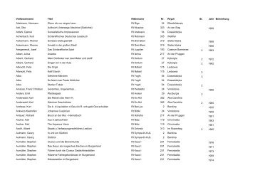 Verfassername Titel Rittername Nr. Reych St. Jahr Bemerkung ...