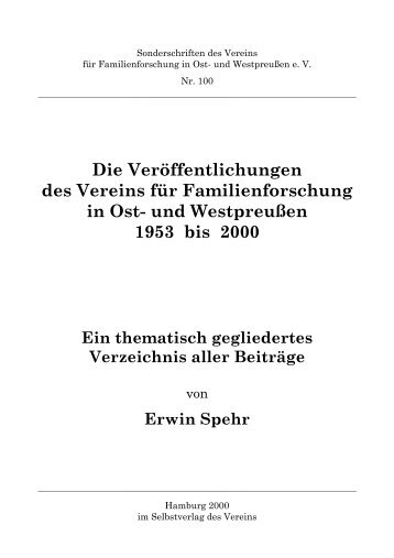 SoSchr. 100 / Verzeichnis aller Beiträge - vffow-buchverkauf.de