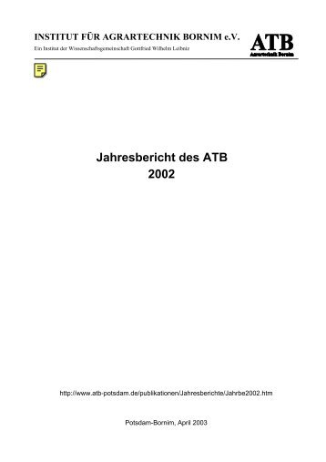 Jahresbericht des ATB 2002