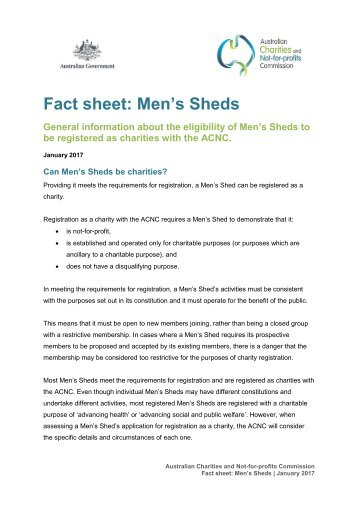 Fact sheet Men’s Sheds