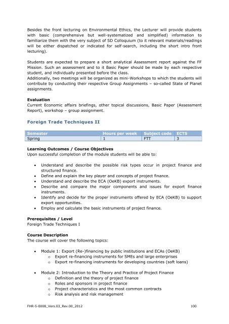 EXPORT-ORIENTED MANAGEMENT - IMC Fachhochschule Krems