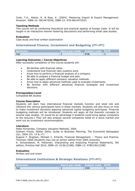 EXPORT-ORIENTED MANAGEMENT - IMC Fachhochschule Krems