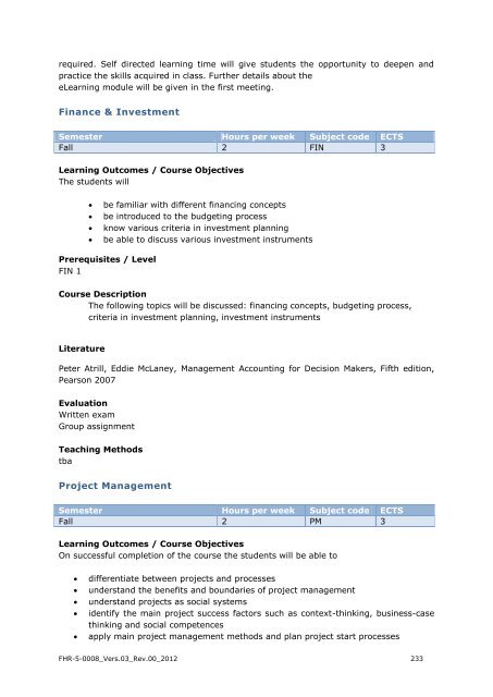 EXPORT-ORIENTED MANAGEMENT - IMC Fachhochschule Krems