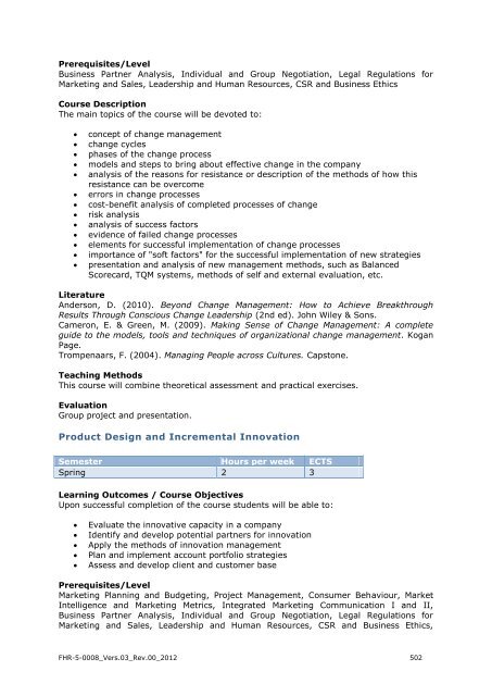 EXPORT-ORIENTED MANAGEMENT - IMC Fachhochschule Krems