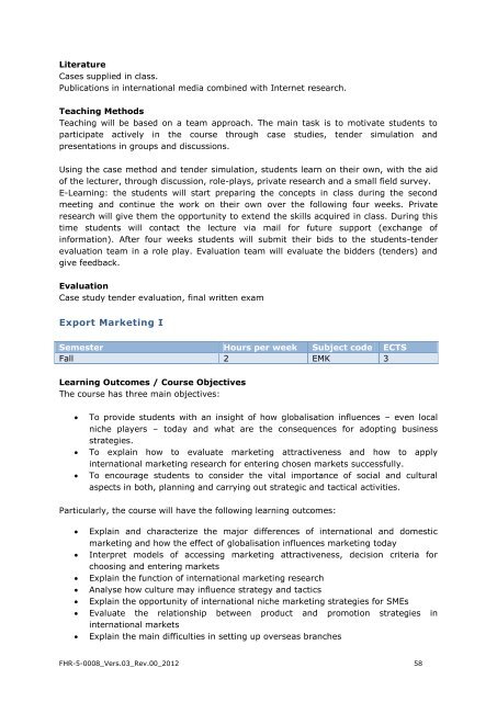 EXPORT-ORIENTED MANAGEMENT - IMC Fachhochschule Krems