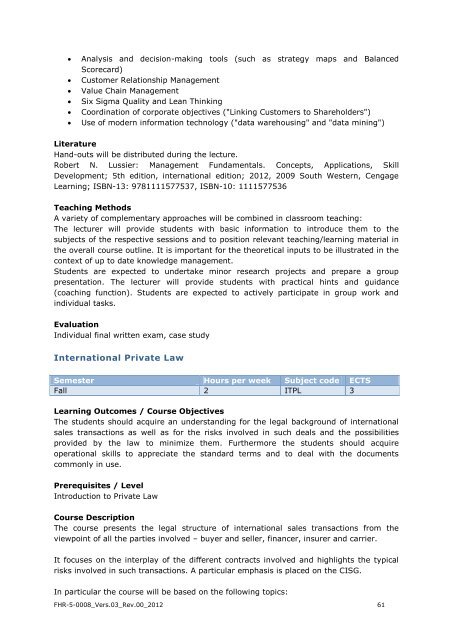 EXPORT-ORIENTED MANAGEMENT - IMC Fachhochschule Krems