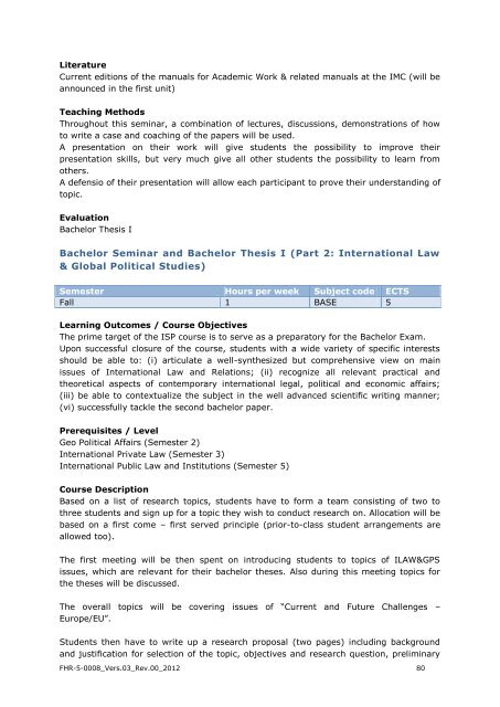 EXPORT-ORIENTED MANAGEMENT - IMC Fachhochschule Krems