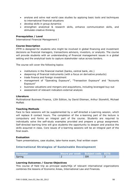 EXPORT-ORIENTED MANAGEMENT - IMC Fachhochschule Krems