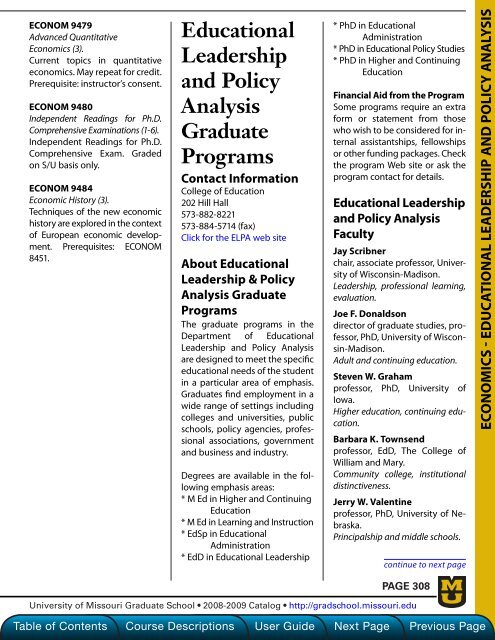 2008-2009 Graduate Catalog - Graduate School @ the University of ...