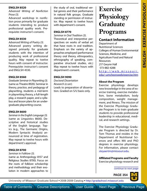 2008-2009 Graduate Catalog - Graduate School @ the University of ...