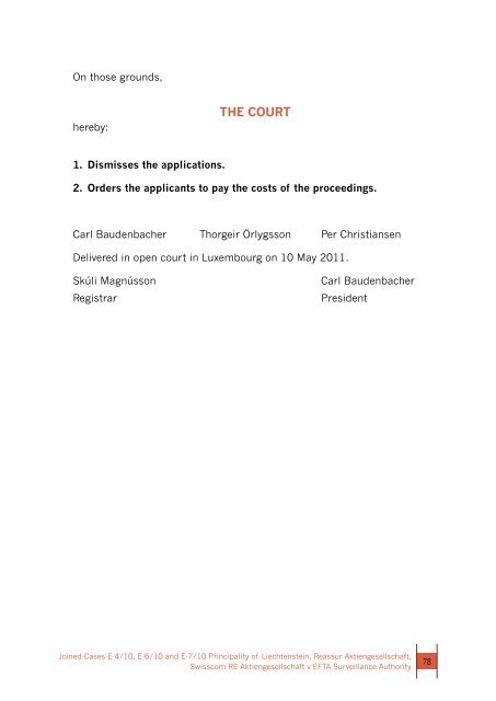 Report 2011 - EFTA Court