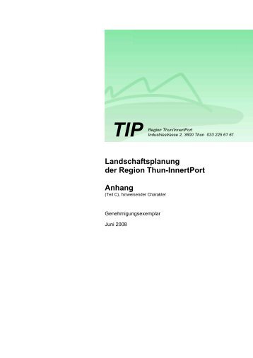 Landschaftsplanung der Region Thun-InnertPort Anhang