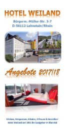 HOTEL WEILAND Kurzreiseangebote 2017/18