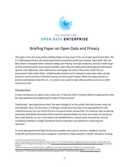 Privacy Paper.pdf Briefing Paper on Open Data and Privacy