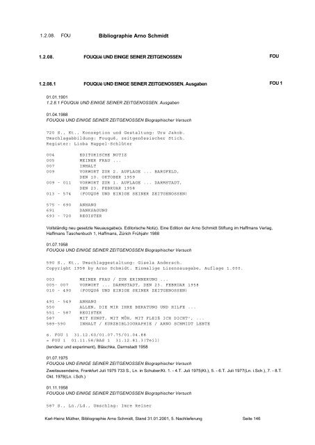 Bibliographie Arno Schmidt. 1949–2001 - GASL - Gesellschaft der ...