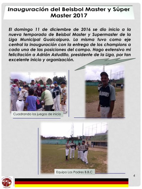 Magazine Beisbol y Softbol Miranda Enero 2017