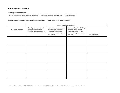 Summer School Literacy Pacing Guide