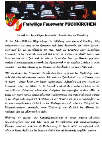 Chronik der Freiwilligen Feuerwehr  Puchkirchen am Trattberg