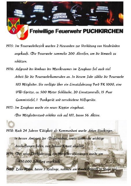 Chronik der Freiwilligen Feuerwehr  Puchkirchen am Trattberg