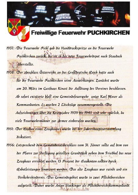 Chronik der Freiwilligen Feuerwehr  Puchkirchen am Trattberg