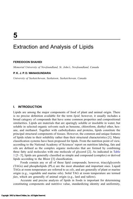 Food Lipids: Chemistry, Nutrition, and Biotechnology