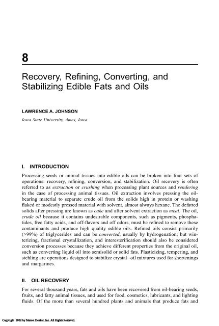 Food Lipids: Chemistry, Nutrition, and Biotechnology