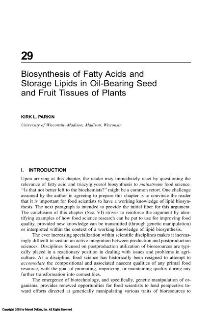 Food Lipids: Chemistry, Nutrition, and Biotechnology