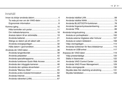 Sony VPCSE1S9E - VPCSE1S9E Istruzioni per l'uso Svedese