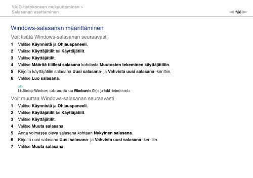 Sony VPCSE1S9E - VPCSE1S9E Istruzioni per l'uso Finlandese