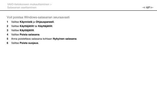 Sony VPCSE1S9E - VPCSE1S9E Istruzioni per l'uso Finlandese