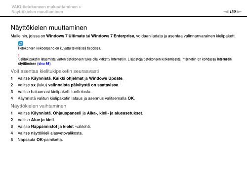 Sony VPCSE1S9E - VPCSE1S9E Istruzioni per l'uso Finlandese