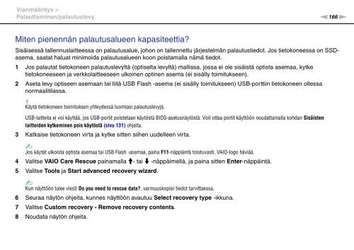 Sony VPCSE1S9E - VPCSE1S9E Istruzioni per l'uso Finlandese