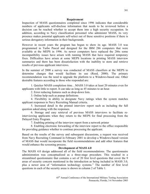 2003 IMTA Proceedings - International Military Testing Association