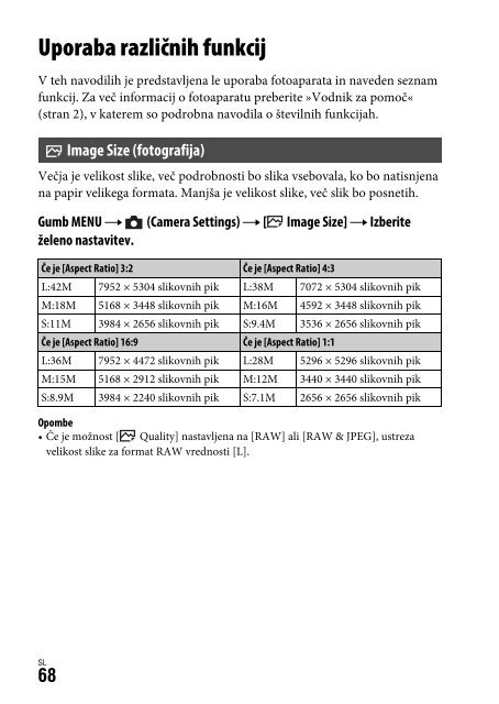 Sony DSC-RX1RM2 - DSC-RX1RM2 Istruzioni per l'uso Sloveno