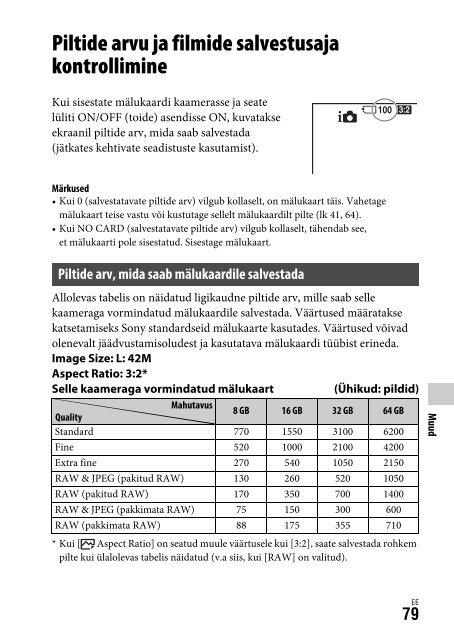 Sony DSC-RX1RM2 - DSC-RX1RM2 Istruzioni per l'uso Estone