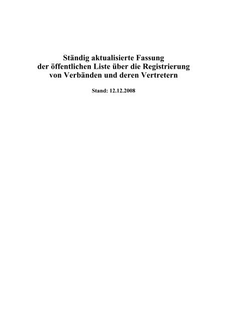 Ständig aktualisierte Fassung der öffentlichen Liste über die - BDPK