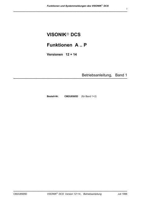 VISONIK® DCS Funktionen A .. P - Siemens