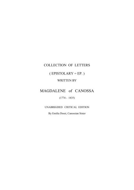 Magdalene Of Canossa S Maddalena Di Canossa