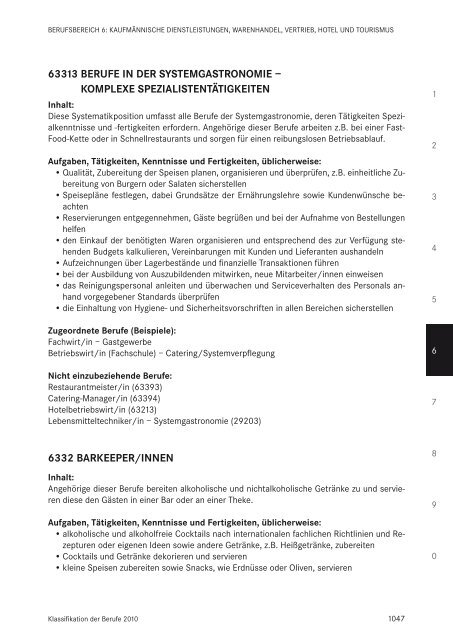 Klassifikation der Berufe 2010 - Statistik der Bundesagentur für Arbeit