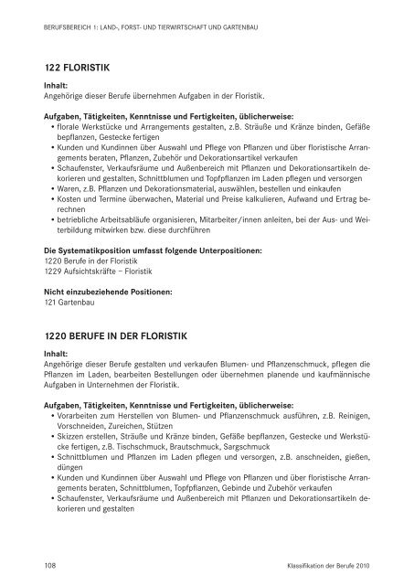 Klassifikation der Berufe 2010 - Statistik der Bundesagentur für Arbeit